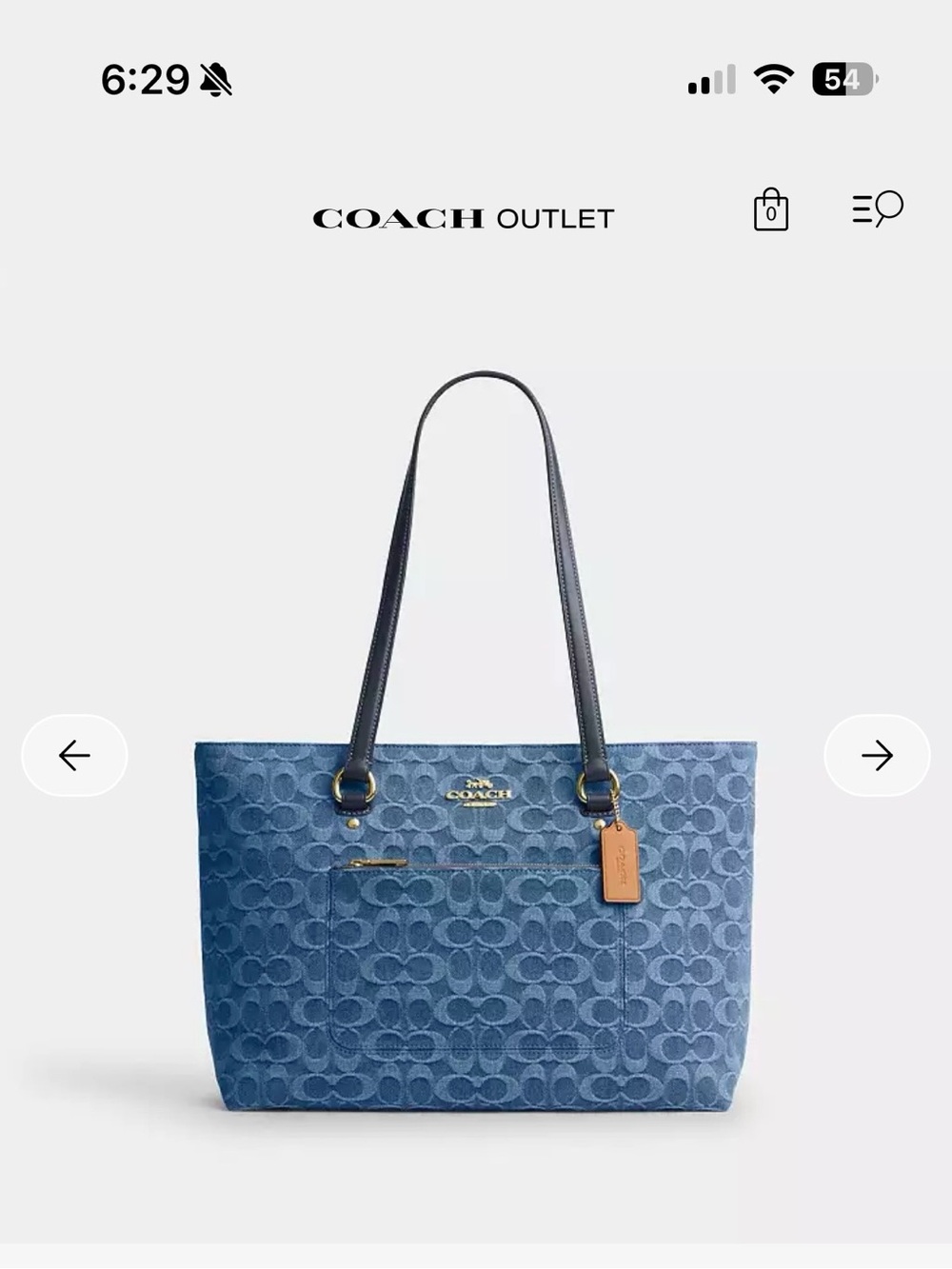 COACH Blue Signature Jacquard Tote with Leather Straps